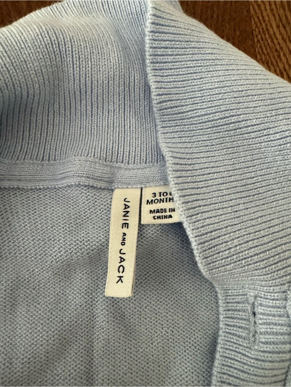 Janie and Jack Light Blue Knit Shawl Collar Jacket with Bunny Motif
